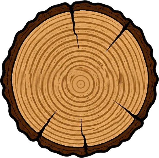 Woodworking logo: a cross-section of a log showing its growth rings